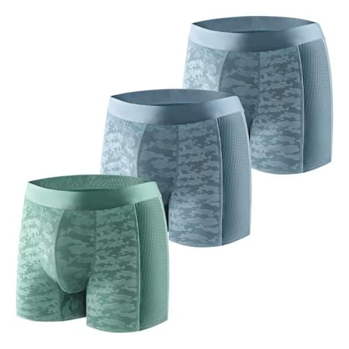 Image of Carer 3 Pack Cool & Breathable Men's Incontinence Boxer Briefs, Fashionable Incontinence Pants for Men with 80 ML Absorbent Pad Prevents Bladder Leaks Mild Incontinence Light Blue & Green Size XXL