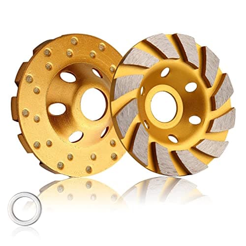 Image of 4 Inch Concrete Stone Ceramic Turbo Diamond Grinding Cup Wheel,12 Segs Heavy Duty Angle Grinder Wheels for Angle Grinder (Yellow)
