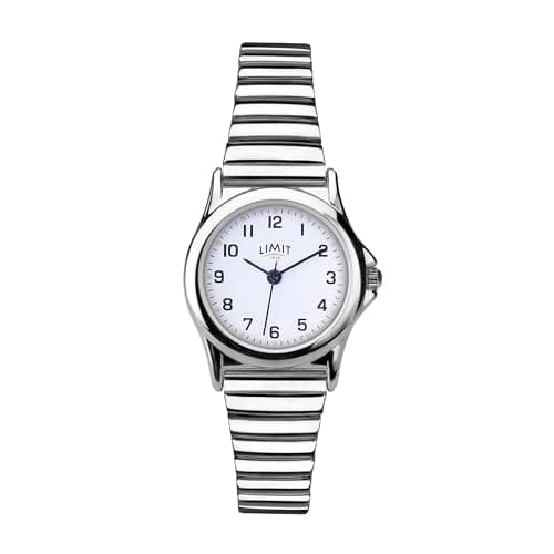 Image of Limit Ladies Silver Watch 25mm Round Case White Dial with Full Figure Numbers Stainless Steel Expander Bracelet Quartz Analogue