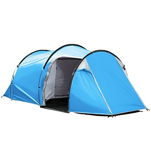 Image of Outsunny 2-3 Person Tunnel Tent with Sewn-in Groundsheet, Air Vents, Rainfly, 2000mm Water Column, Camping Tent with 1 Bedroom, Inbuilt Porch, Living Area for Camping, Hiking, Blue