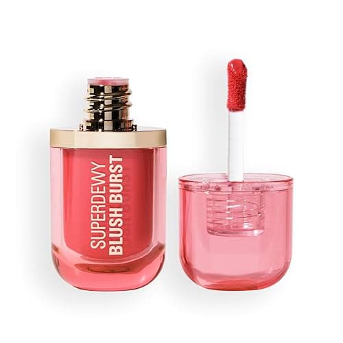 Image of Revolution Superdewy Liquid Blush Burst, Buildable Colour for Cheek, Serum Formula with Peptides & Hyaluronic Acid, Vegan & Cruelty-Free, Watermelon Pop Coral, 4.2ml