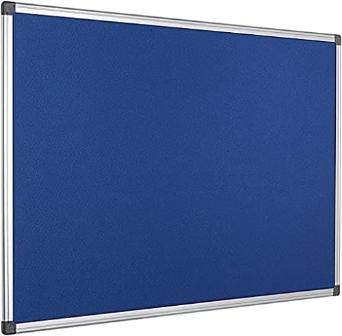 Image of KAV 60 cm x 45cm Aluminium Felt Frame Notice Pin Board - Notice Board Bulletin Frame for Office, School, Bedroom, Memo, and Home (Blue)