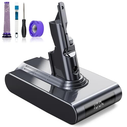 Image of EVARY 6000mAh Replacement Battery for Dyson V7 Battery with Level Display Compatible Dyson V7 Vacuum Cleaner Series SV11 Absolute Animal Motorhead Trigger Car+Boat Fluffy HEPA (2*Filter)