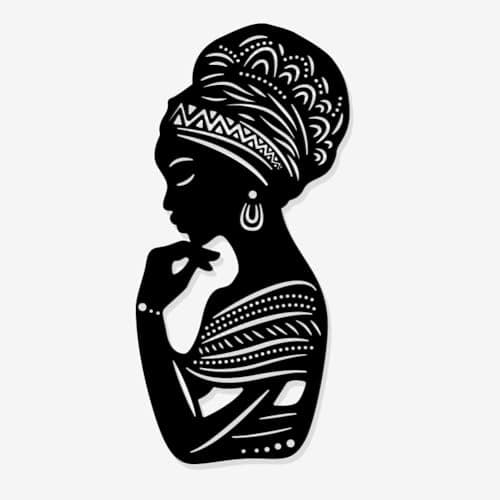 Image of NBEADS Africa Woman Metal Wall Decor, 13x28cm Iron Modern Wall Decor Female Home Hanging Drawing Wall Art Metal Wall Sculptures for Bedroom Living Room Black