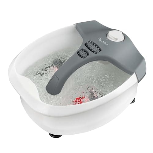Image of Crystals Foot Spa + Massager Bath with Electric Controller, Bubbles, Soothing Vibration Massage Rollers, Infrared Lights for Tired Feet Therapeutic, 80 Watt (Foot Spa), Grey