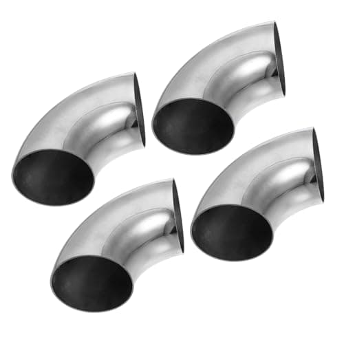 Image of Partuto 4 Pcs 3" Universal Exhaust Elbow Pipe - Stainless Steel Silver Tone