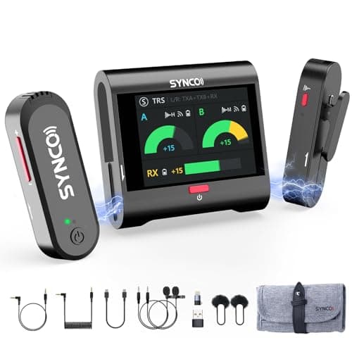 Image of SYNCO G3 PRO Wireless Lavalier Microphone System, 2.4GHz Dual Lapel Mics with 2" Touchscreen 250m 10h 3-Level Noise Cancellation for Camera & Smartphone