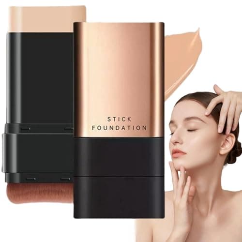 Image of 2 in 1 Luxury Anti-Wrinkle Foundation & Concealer Stick with Built-In Brush - Full-Coverage Cream Contour