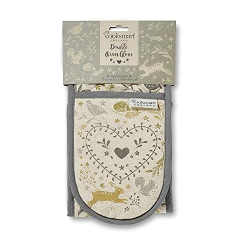 Image of Cooksmart Double Oven Gloves Heat Resistant | British Designed Heat Resistant Oven Gloves | Modern Oven Mitt & Potholder for Home Cooking | Maximum Heat Protection Kitchen Oven Gloves - Woodland