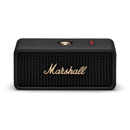 Image of Marshall Emberton III Portable Bluetooth Speakers, Wireless, IP67 Rating Dust & Water Resistant, 32+ Hours Playtime, Quick Charge - Black & Brass