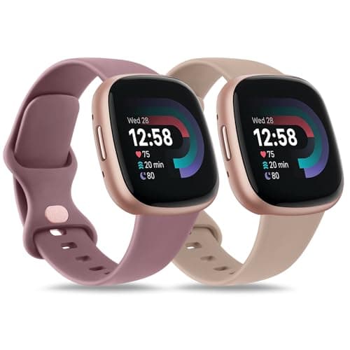 Image of Silicone Sport Straps for Fitbit Sense 2/Sense/Versa 4/Versa 3 - Classic Soft Replacement Band Compatible With Fitbit Devices for Women and Men (Pack A, L)
