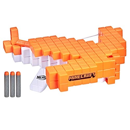 Image of Nerf Minecraft Pillager's Crossbow, Dart-Blasting Crossbow, Includes 3 Elite Darts, Real Crossbow Action, Pull-Back Priming Handle