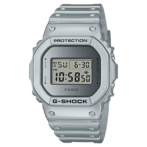 Image of Casio Unisex 49.00mm Quartz Watch with Silver Digital dial and Silver Plastic/Resin Strap Strap DW-5600FF-8ER
