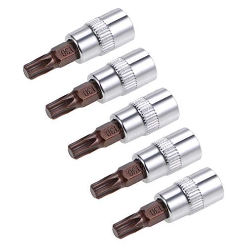 Image of sourcing map 5pcs 1/4" Drive x T30 Torx Bit Socket, S2 Steel Bits CR-V Sockets 38mm Length Use with Ratchet Wrench, Slide Bar, Extension Rod