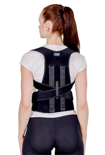 Image of UK+ PRO CARE Posture Corrector Support for Men And Women, Versatile Full Back Support Brace With Shoulder Strap, Hunchback Correction, Relieves From Spine, Back And Lumbar Pain (Black, L(85-95cm))
