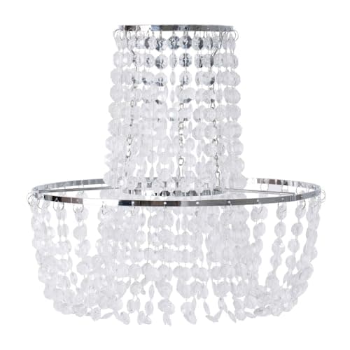 Image of ValueLights | Silver Jewel Acrylic Droplet Chandelier Ceiling Pendant Light Shade Easy Fit Lampshade | Shades, Home Décor & Improvement Essential | 28cm Shade Width