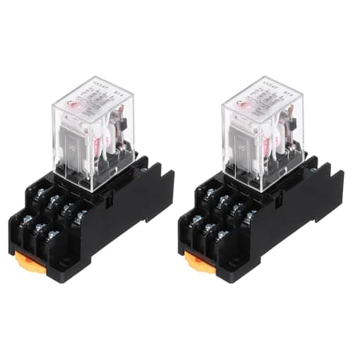 Image of sourcing map 2Pcs AC 24V Electromagnetic Power Relay, 14-Pin 3A Power Coil Relay with LED Indicator and Socket Base DPDT 4NO 4NC - MY4NJ for Industrial, Home Appliances and DIN Rail System