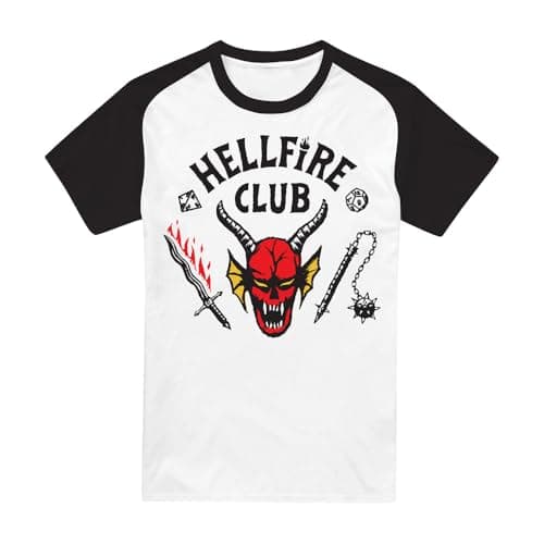 Image of Stranger Things Hellfire Club Raglan Unisex T Shirt, Black, XX-Large