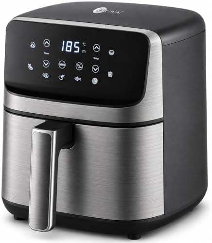 Image of AFRA Air Fryer 4.5L 1200W, Compact Digital Air Fryer with LED Touch Screen, 8 Presets, Non-Stick Basket, Adjustable 80-200°C Temperature, Oil Free Cooker for Small Kitchens