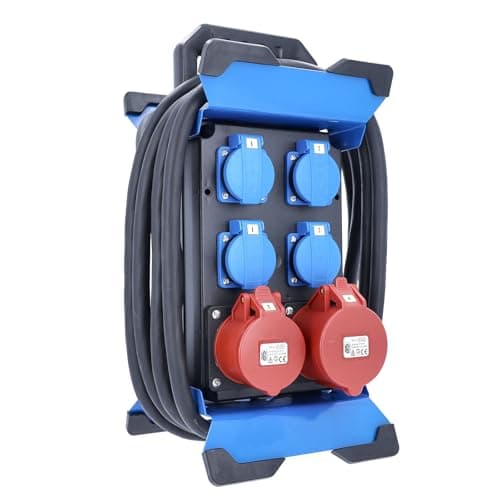 Image of as - Schwabe Portable Power Distributor Plug 13 - CEE Plug 400V/32A/5-Pin - 4X Schuko, 1x CEE 16A, 1x CEE 32A - Mobile Adapter - Distributor for Indoor and Outdoor Use - IP44 - Made in Germany, 60963