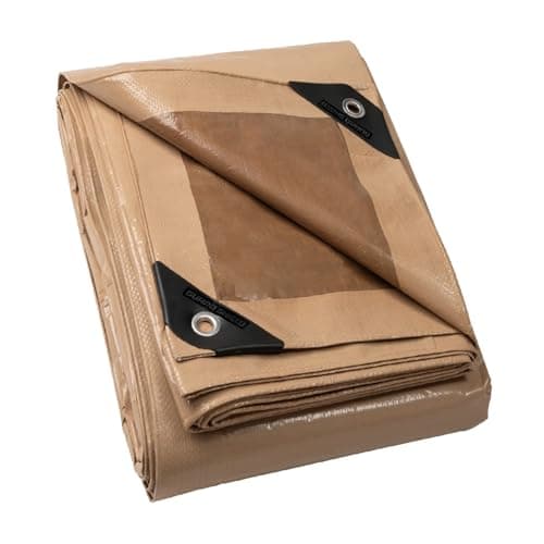 Image of GUARD SHIELD Beige Tarpaulin 4m x 6m Waterproof Tarp with Eyelets UV Resistant Multi-purpose for Outdoor 120g/m²