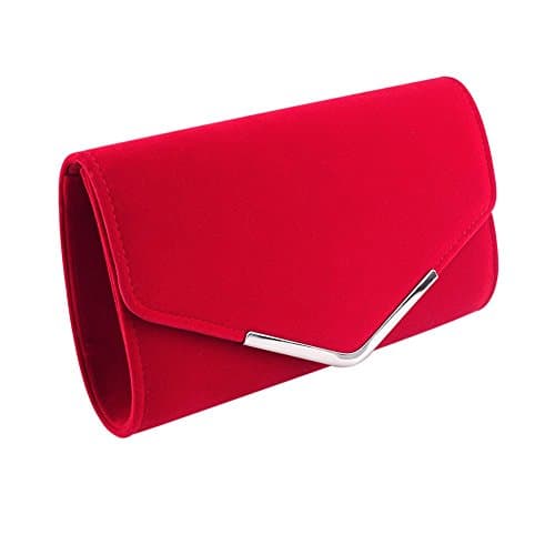 Image of Clutch Bag Evening Bag Handbags Purse Handbag With Detachable Chain Strap for Wedding Cocktail Party Ladies (Red-Large)