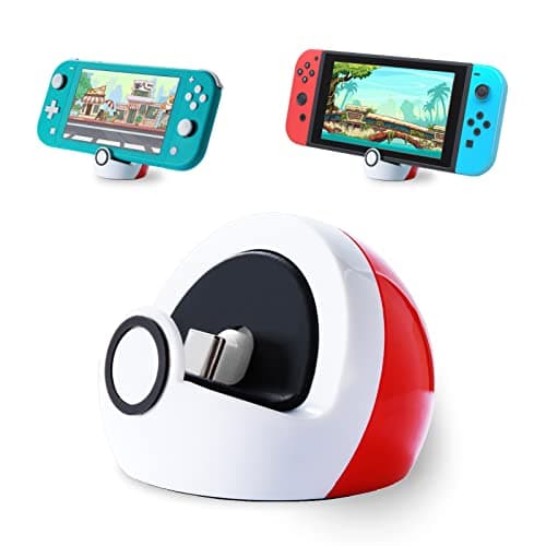 Image of Antank Tiny Charging Dock Compatible with Nintendo Switch and Switch Lite, no Projection Charging Stand, Mini Portable Docking Station Easy for Travel Red & White