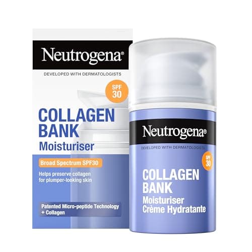 Image of Neutrogena Collagen Bank Face Moisturiser with SPF 30, Daily Anti-Ageing Face & Neck Collagen Cream with Micro-peptides and Broad Spectrum SPF, for all skin types, 50ml