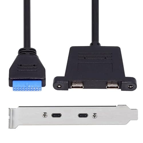 Image of CY Cable USB3.0 Motherboard 19/20Pin to USB-C Type-C Dual Ports Female PCI-E Back Panel 5Gbps Cable