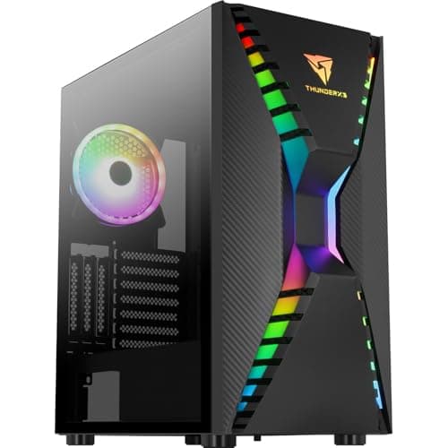 Image of Aerocool Cronus ARGB Mid-Tower PC Case – Black, E-ATX Support, Tempered Glass Side Panel, X-Shaped RGB Front Panel, 1× 140mm ARGB Fan, Vertical GPU Mount, Liquid Cooling Ready