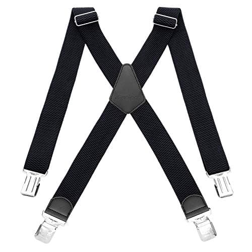Image of HBselect Men's Braces for Trousers with Heavy Duty Metal Clips | Adjustable Elastic Work/Ski Suspenders | 3.5cm Wide Durable Braces for Men, Business & Casual Wear (One Size Fits All)