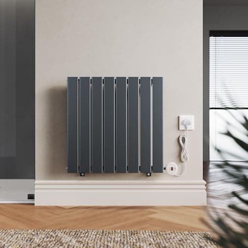 Image of ELEGANT 600W Smart Electric Radiator Heater with WiFi Control, Energy-Efficient Wall-Mounted Panel Heater for Home & Office, UK Plug, CE/UKCA Certified, Anthracite, 600x604mm