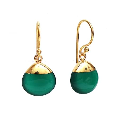 Image of Gempires Natural Green Onyx Dangle Drop Earrings, Birthstone Jewelry, Onyx Earrings for Women, Thank You Gift Jewelry