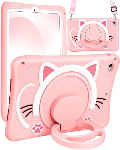 Image of SurgeCraft for iPad Mini 4/5 Case 7.9 Inch Cute Cat Girls Cover Kawaii Girly Women with Strap and Handle Stand, Soft Silicone Covers for Apple iPad Mini 5th/4th Generation Cases
