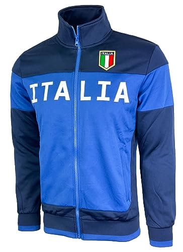 Image of Men's Italy Jacket, Full Zip Italia Soccer Track Jacket With Zipper Pockets, Blue, Medium
