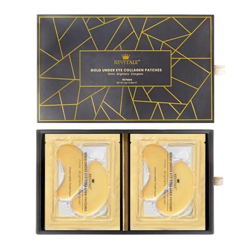 Image of Revitale 24k Gold Under Eye Collagen Patches, Reduce Puffy Eyes & Dark Circles, Illuminate Tired Eye Masks - Firms, Brightens, Energises (Packets - 10 Pair)