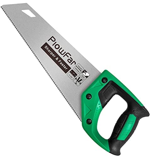 Image of PLOWFAR 350mm Universal Hand Saw 11 TPI Fine Cut Wood Saw 14 inch for Woodworking, Green