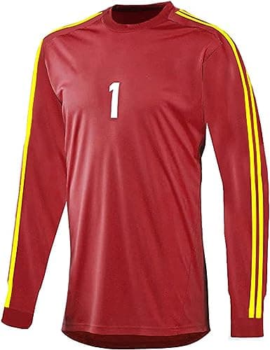 Image of PROSTYLE SPORTS Football Goalkeeper Shirt Soccer Shirt Jersey Adult Padded Elbow (as8, Alpha, m, Regular, Regular, Standard, Maroon/Yellow, Medium)