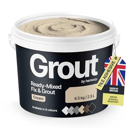 Image of Cream Ready Mixed Grout & Fix | Wall & Tile Adhesive 4.5kg / 2.5L | Water-Resistant, Anti-Mould, Easy to Use & Fast-Drying | Suitable as Kitchen, Bathroom Tile Grout - Cream Grout