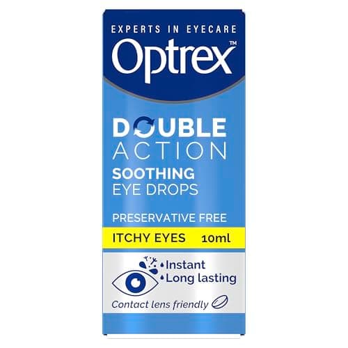 Image of Optrex Itchy Eyes, Double Action Soothing Eye Drops, 10ml, Soothes & Protects, Cools and Relieves, Gets to Work Instantly, On the Go Relief
