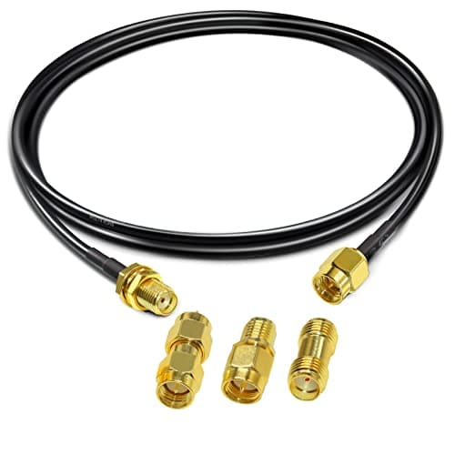 Image of TUOLNK SMA WiFi Antenna Extension Coaxial Cable 3.3FT(1M) - Low Loss RG174 Male to Female + 3PCS Adapter Set for 2G 3G 4G LTE WiFi Antenna, ADS-B, GPS