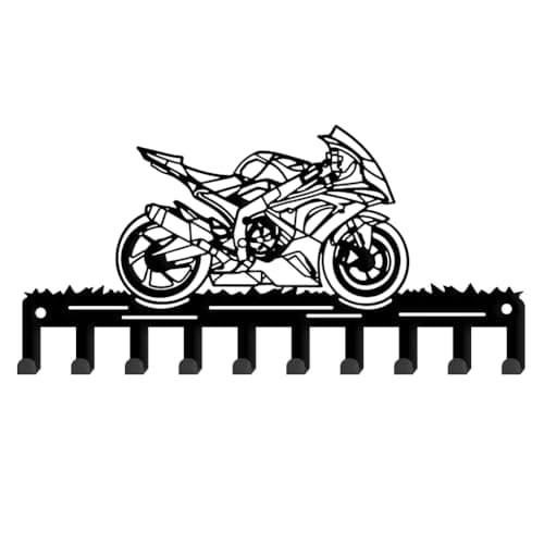 Image of SUPERDANT Line Motorcycle Metal Key Hook Vintage Motorcycle Decorative 10 Hooks Black Key Holder Organizer Wall Hanging Hooks Personalized Key Hanger Dog Leash Hanger for Home Wall Front Door