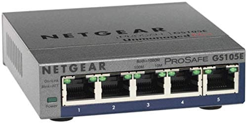 Image of NETGEAR 5 Port Gigabit Ethernet Managed Network Switch (GS105E) - Ethernet Splitter - Ethernet Hub - Plug-and-Play - Silent Operation - Desktop or Wall Mount