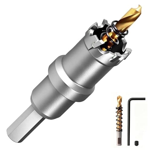Image of GPtzlei 34mm Tungsten Carbide Hole Saw Drill Bit, TCT Metal Hole Cutter for Stainless Steel, Iron & Metal, 3-Cutter Design, with Pilot Drill & Storage Case