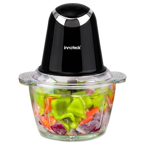 Image of Innoteck Electric Mini Chopper with 1L Glass Bowl 500W Food Chopper with Stainless Steel Blades Two Speed Control Mini Food Processor for Fruits, Vegetables, Meat, Baby Food & Kitchen Use