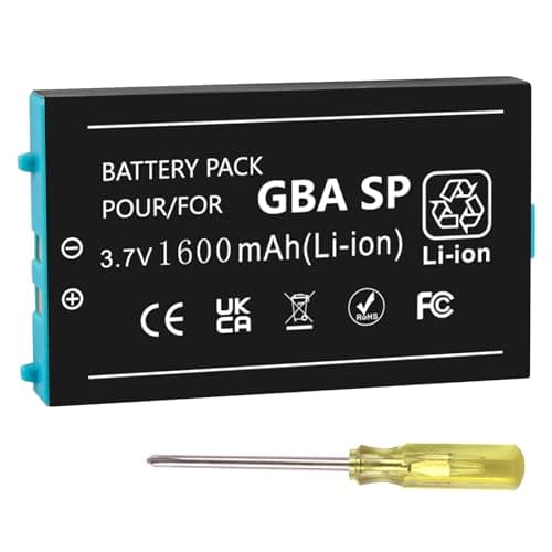 Image of Battery Replacement for Nintendo Gameboy Advance SP Rechargeable Lithium-Ion Battery for Nintendo GBA SP AGS-001 SAM-003 with Screwdriver