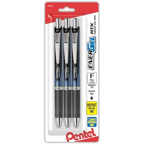 Image of Pentel® EnerGel® Deluxe RTX Retractable Pens, Needle Point, 0.5 mm, Assorted Barrels, Black Ink, Pack Of 3