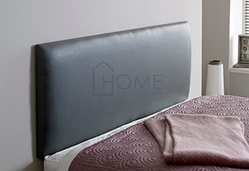 Image of CROWNBEDSUK Faux Leather Divan bed Headboard 20" height thick padded (Grey, 4FT6 (DOUBLE))