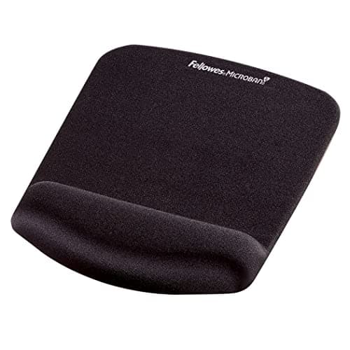 Image of Fellowes PlushTouch Mouse Mat with Wrist Support Featuring Microban Antimicrobial Protection, Black 9252003
