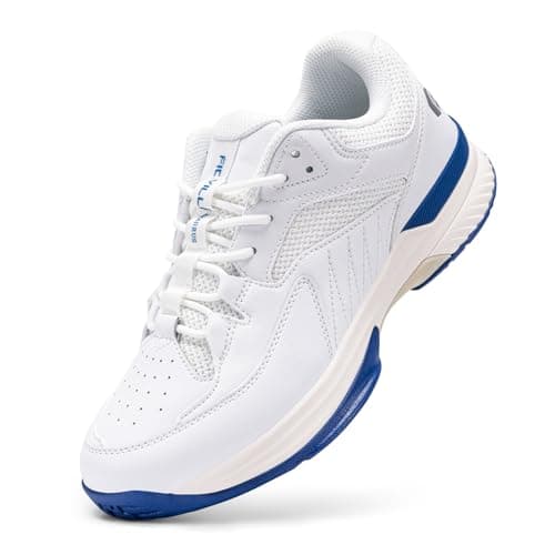 Image of FitVille Mens Extra Wide Fit Tennis Badminton Squash Shoes Non Slip Sports Trainers for Volleyball Pickleball, White, 11 UK Wide